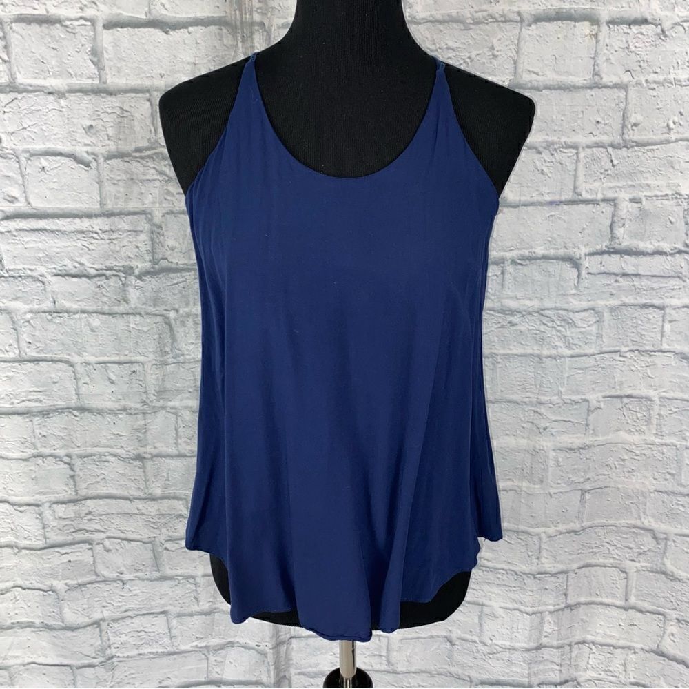 By & By spaghetti strap tank blouse navy blue sz S - Picture 1 of 10